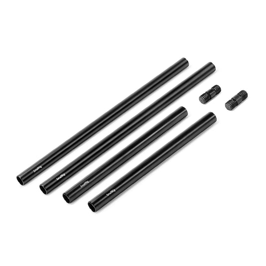 SmallRig 15mm Threaded Rod Pack and 2pcs M12 Connectors with 8" 2pcs and 12" 2pcs Black Aluminum Alloy Rods for Camera Rig Rod Clamp System 1659