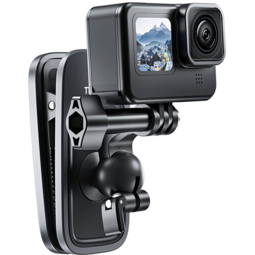 TELESIN Backpack Clip Mount for Action Cameras with 360° Ball Head and Mounting Buckle