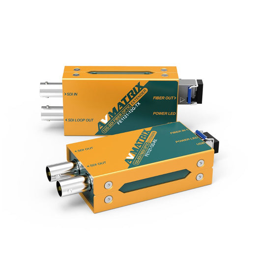 AVMatrix 12G-SDI Over SFP / LC Fiber Optics Range Extender Kit with 10 KM Transmission Distance, and Automatic Bandwidth Switching for Up to 4K 60Hz Resolution | FE1121-12G