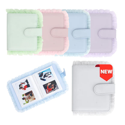 [CLEARANCE] Pikxi 64 Pockets Ruffles Leather Style Photo Album with Slip On Latch Cover for Fujifilm Instax Mini Instant Camera - Lilac Purple