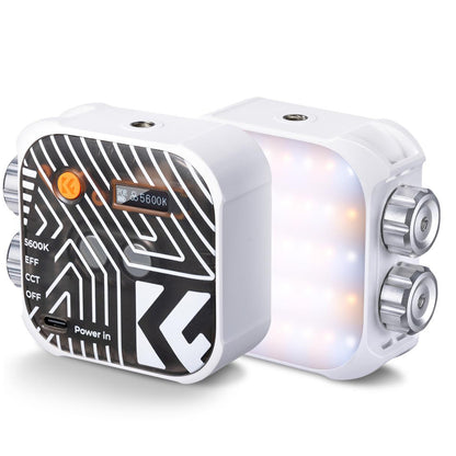 K&F Concept Bi-Color LED Portable Video Fill Light 2500K-9900K CRI 96+ with Built-In 2000mAh Rechargeable Battery & 15 Light Effects for Travel Photography Content Creation Vlogging Streaming Recording - Black