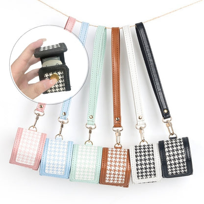 [CLEARANCE] Pikxi Plaid Style PU Leather Protective Case with Wrist Strap for Fujifilm Instax Pal - White
