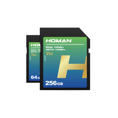 HOMAN 128GB 64GB SD Memory Card 4K UHD SDXC UHS-I U3 V30 Class 10 180MB/s Read | 150MB/s Write Speeds
