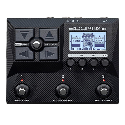 Zoom G2 Four Guitar Instrument Multi-Effects Pedal with 79 Built In Effects, Up to 6 + 1 Pedal Simultaneous Effects Activation, 3.5mm AUX-In Audio Jack, Integrated Looper and Rhythm Machine for Live Musical Performance and Recordings