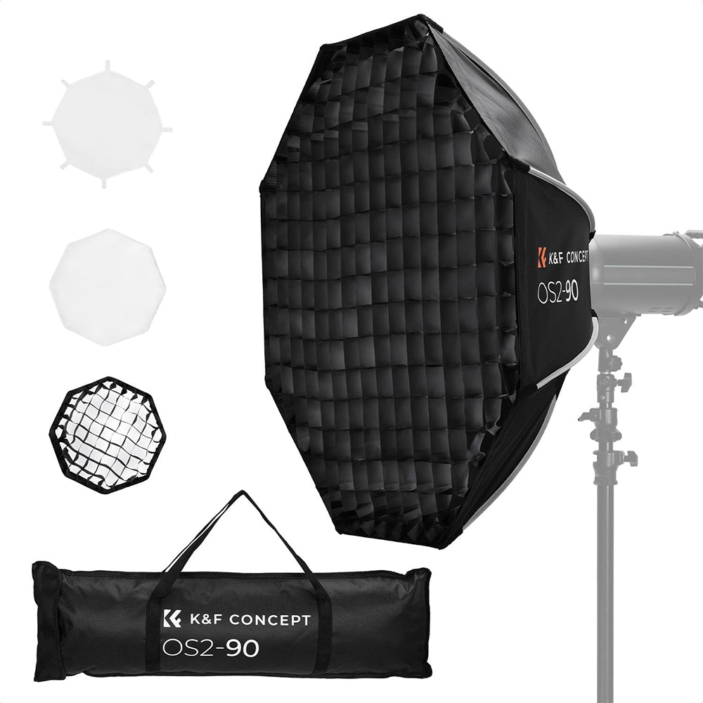 K&F Concept 65/90cm Quick Release Octagon Softbox, Bowens Mount, Dual Diffusers | OS2-65/OS2-90