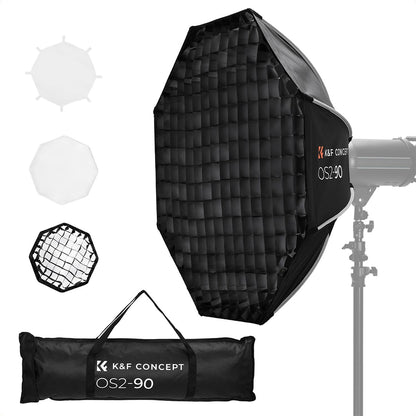 K&F Concept 65/90cm Quick Release Octagon Softbox, Bowens Mount, Dual Diffusers | OS2-65/OS2-90