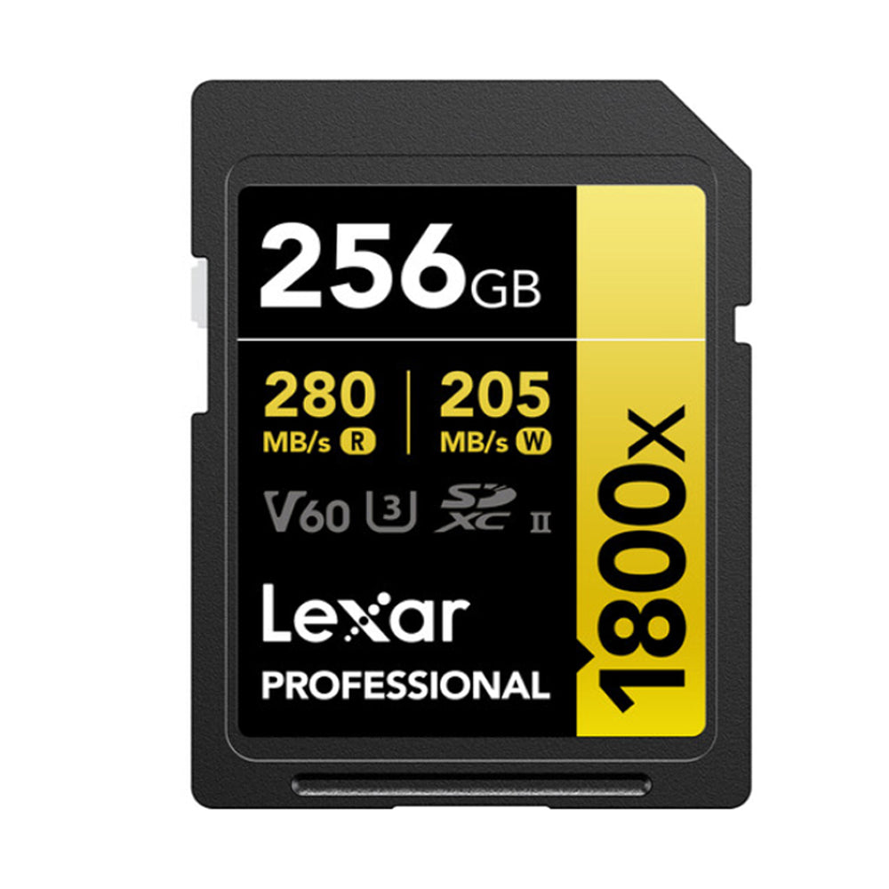 Lexar Professional 512GB 256GB 1800x Gold Series SDXC UHS-II V60 U3 Class 10 Memory Card with 4K UHD Video Recording, Max 280MB/s Read Speeds for Photography and Videography