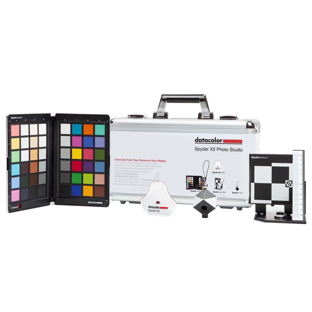 Datacolor Spyder X2 Photo Studio Color Magement Kit with SpyderLENSCAL Auto-Focus Calibration Tool for DSLR Camera, Spyder X2 Ultra Colorimeter for Display Monitor, SpyderCUBE for Shadow & Highlight Correction, SpyderCHECKR Color Targets