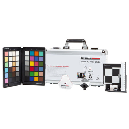 Datacolor Spyder X2 Photo Studio Color Magement Kit with SpyderLENSCAL Auto-Focus Calibration Tool for DSLR Camera, Spyder X2 Ultra Colorimeter for Display Monitor, SpyderCUBE for Shadow & Highlight Correction, SpyderCHECKR Color Targets