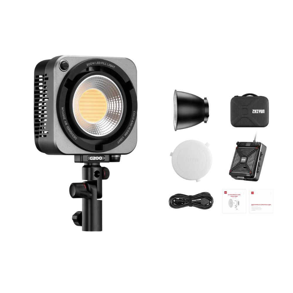 Zhiyun Molus G200 300W Portable Bi-Color LED Monolight Studio Light Kit with Bowens Extension Mount, Reflector, 2700-6500K Adjustable Color Temperature, Bluetooth Mobile App & On-board Control for Camera Photography & Videography