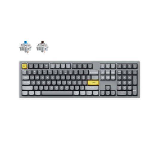 Keychron Q6 QMK 104 Keys Full-Sized Wired Mechanical Keyboard with Hot-Swappable Switches, RGB Backlight, Gateron G Pro Switch for Mac and Windows PC Computer (Blue Clicky, Brown Tactile) (Silver Grey) Q6D2 Q6D3