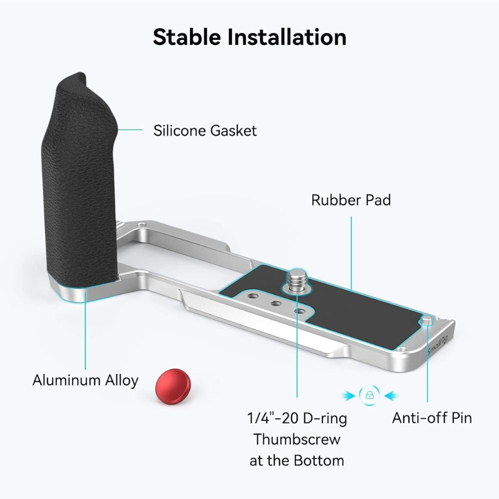SmallRig L-Shape Bracket for FUJIFILM X-T5 Camera with Silicone Grip - Arca-Type Baseplate, Shutter Button, Lightweight & Compact Design, Unobstructed Access to Ports, Buttons & Flip Screen, Multiple Mounting Options | 4260 4136
