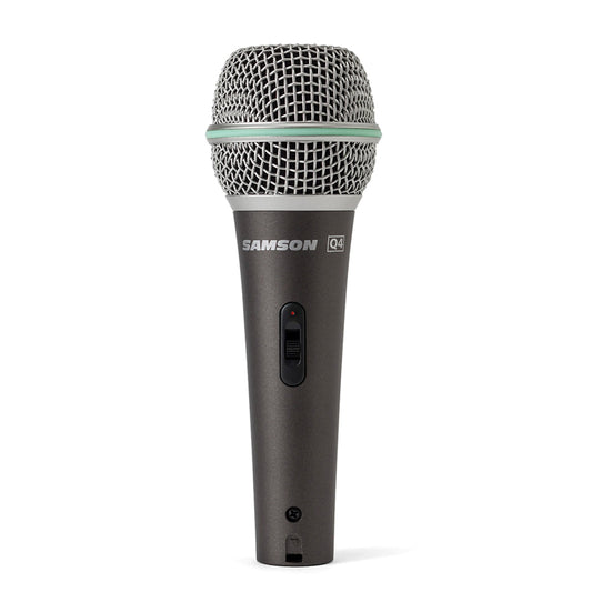 Samson Q4 Professional Dynamic Supercardioid Handheld Microphone with Mic Clip & 18' XLR Cable for Vocal and Instrument Recording, Studio, Live Performance, Karaoke, with 5Hz to 15kHz Frequency Response, Neodymium Mic Element, Steel Grill