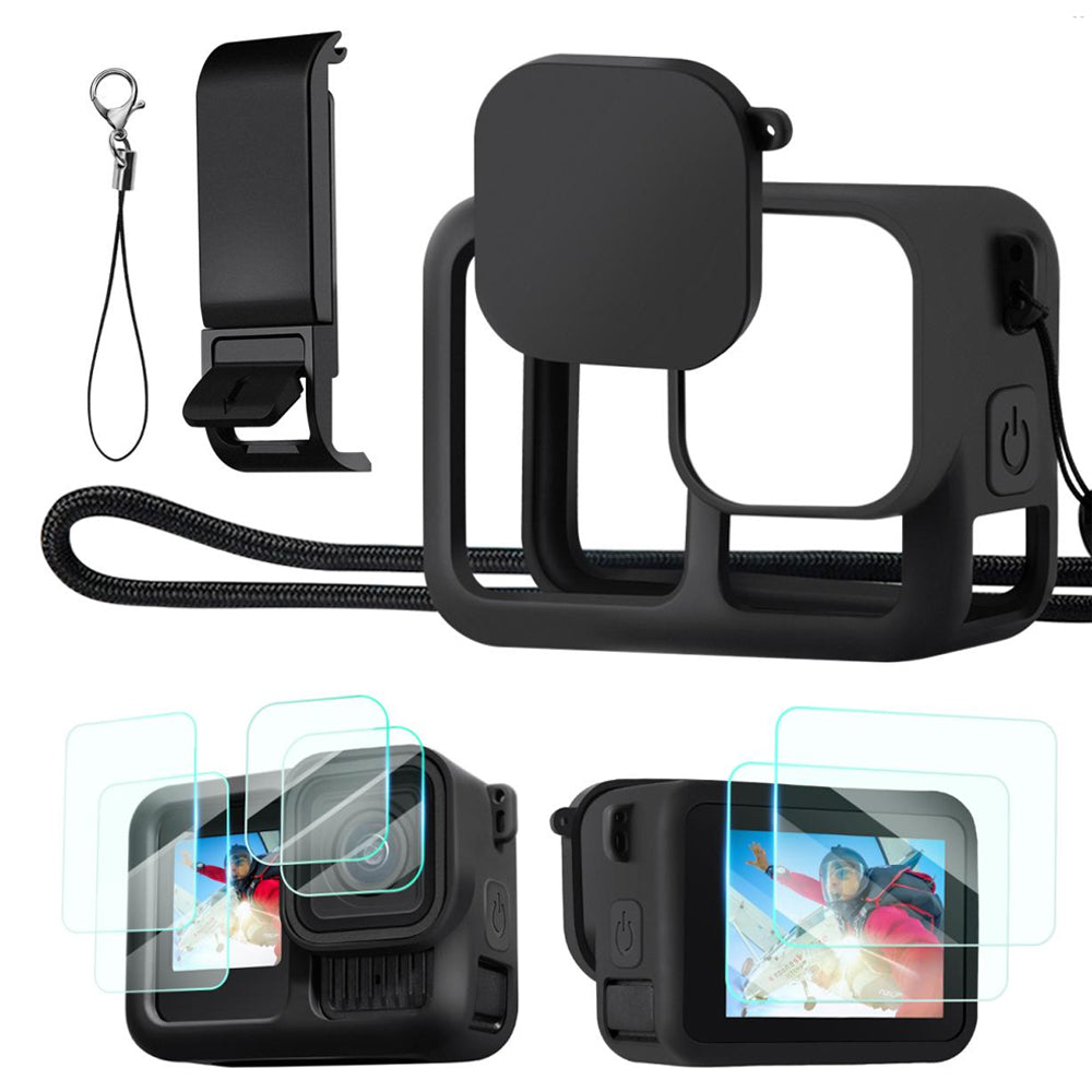 K&F Concept Silicone Protective Body Case Sleeve with Screen Cover & Lens Protector for GoPro HERO 13 Action Camera, Anti-Loss Wrist Strap Rope, Explosion-Proof Tempered Glass, Water, Dust and Scratch Resistant | KF31-111