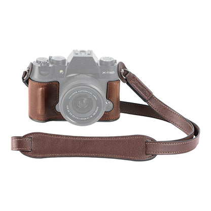 SmallRig Leather Camera Half Case for FUJIFILM X-T50 with Shoulder Strap - Vintage Styling, Foam Cushioned Grip, High-Quality Materials, Unobstructed Access to Ports & Buttons | Available in Sophisticated Black, Elegant Brown | 4710 4709