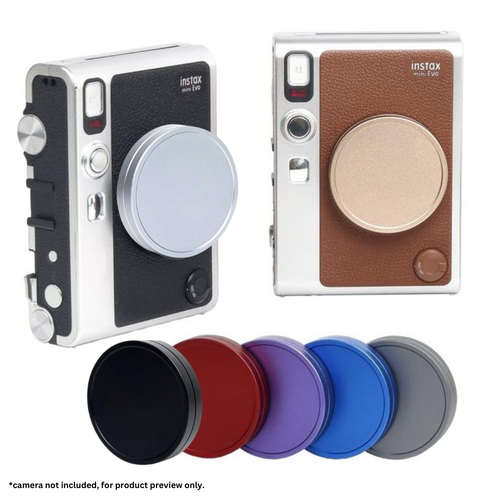 Pikxi Aluminum Protective Lens Cap for FUJIFILM Instax Mini EVO Instant Film Camera - Available in Black, Gray, Silver, Red, and Purple, Rose Gold and Blue Colors