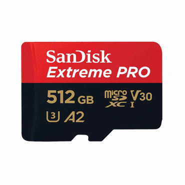 SanDisk Extreme Pro 512GB Micro SD Card SDXC A2 UHS-I V30 Class 10, Up to 200Mbps and 140Mbps Read and Write Speed with Adapter for Android Smartphone and Cameras | SDSQXCD-512G-GN6MA