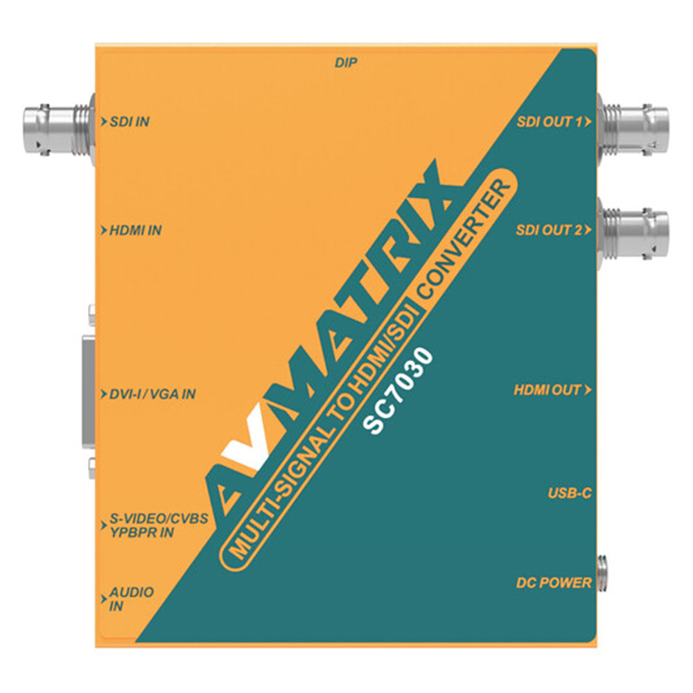 AVMatrix SC2030 3G-SDI/HDMI Scaling Cross Converter 3.5mm Audio Input, HDMI to SDI & SDI to HDMI with Upscales/Downscales, DIP Switches Set Conversion Modes, and Dual Threaded Locking Power Connector