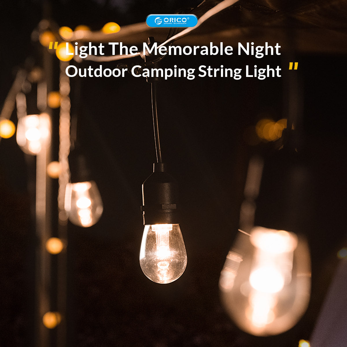 ORICO LED Outdoor & Indoor Hanging String Lights with S15 2W Bulbs E26 for Camping, Home Exterior & Interior Lighting