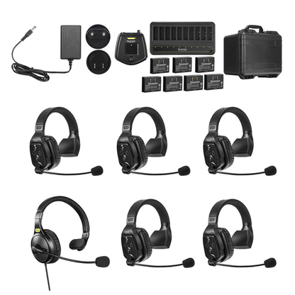 Saramonic WiTalk WT8S Wireless 8 Person Audio FDX Full Duplex Audio Intercom System 1 Master 7 Remotes Headset with Max 1312ft (400m) Wireless Range
