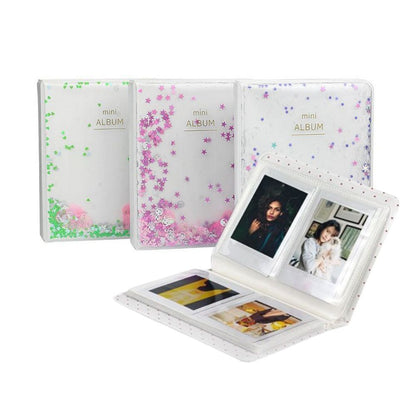 [CLEARANCE] Pikxi 64 Pockets Glitter Quicksand Instax Mini Film Photo Album for Fujifilm Instax Mini Instant Camera - Pink Quicksand