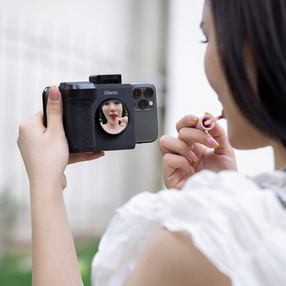Ulanzi CG-02 / CG-01 Smartphone Camera Grip with Built-In Fill Light / Selfie Mirror, Detachable Magnetic Bluetooth Remote Control, 58-86mm Phone Clamp, Cold Shoe & 1/4" Threaded Tripod Monopod Mounting Hole for iPhone, Android | 3282 2961