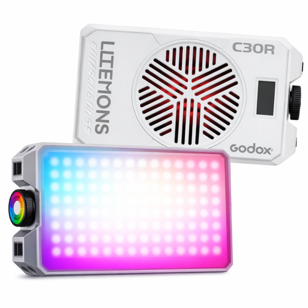 Godox Litemons C30Bi/R Portable LED Light Panel Bi-Color/RGB 3400mAh Max 45mins, USB-C for Vlogging