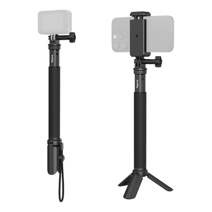 SmallRig Extendable Selfie Stick with Mini Tripod Leg & Phone Mount for Action Cameras & Smartphones, Up to 37.4" Max Height, Portable Aluminum Pole for GoPro, Insta360, DJI Action