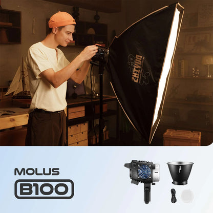 Zhiyun MOLUS B100 / B200 / B300 / B500 Bi-Color COB LED Monolight Bowens Mount with 2700-6500K CCT Color Temperature, Bluetooth and ZY Vega Mobile App Support for Lighting and Studio Equipment