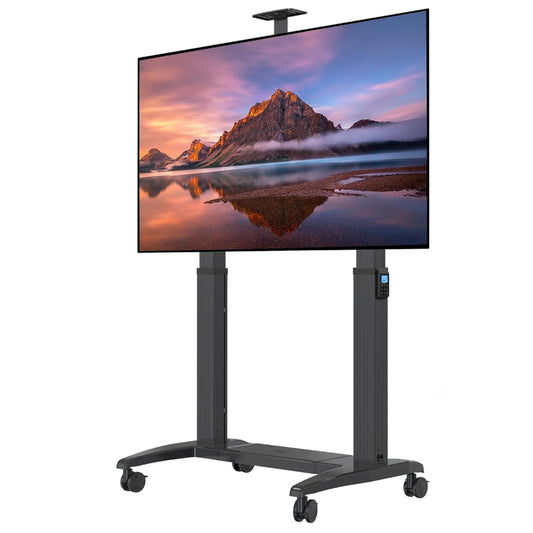 North Bayou NB A80 75-120" Heavy-Duty Motorized TV Stand Mobile Cart with Automatic Lifter, VESA 200x200-1000x600mm, 136.4kg Load Capacity, Remote & Touch Controls for Television, Screen Display & Monitor | Home Theater & Conference Room