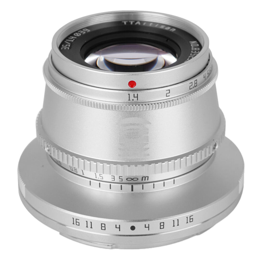 TTArtisan 35mm F/1.4 APS-C Format Leica L Mount Prime Lens Large Aperture Sonnar Optical Design Full Metal Body, MF Manual Focus, 11" Focus Distance, Clicked Aperture Ring for Smooth Bokeh & Low Light Photography | Black, Silver