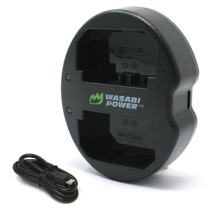 [CLEARANCE] Wasabi Power Battery NP FZ100 (2-Pack) and Dual USB Charger for Sony NP-FZ100, BC-QZ1 and Sony a9, a7R III, a7 III NPFZ100