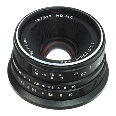 7Artisans 25mm F/1.8 APS-C Format Sony E Mount Compact Portrait Prime Lens MF Manual Focus for Mirrorless Cameras | Black Silver