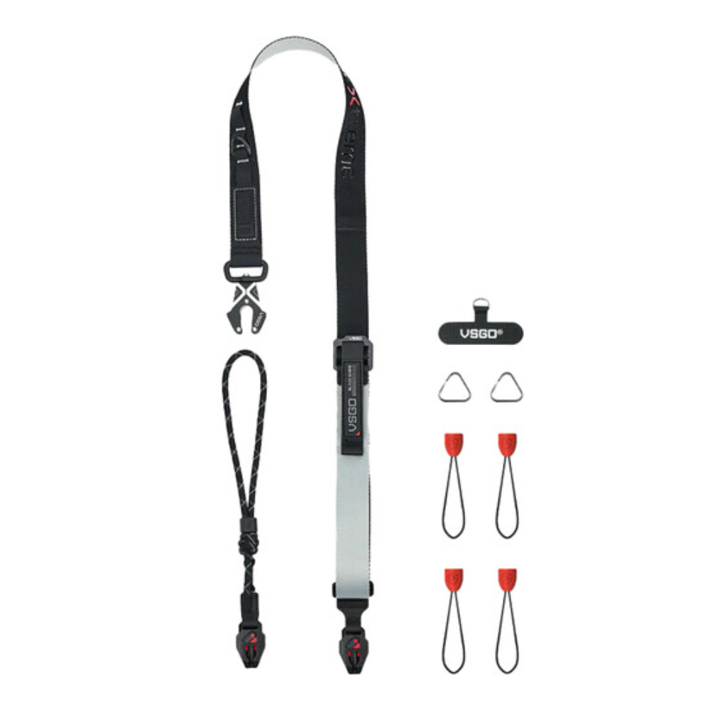 VSGO Black Snipe 2 in 1 Camera Neck and Wrist Adjustable Strap with V-Lock QR Quick Release Hooks and Buckle