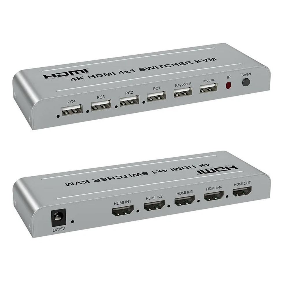 ArgoX 4K 30Hz HDMI USB1.1 Switcher 4x1 with KVM, 3D Video Support, 4 USB Host Devices and 2 Mouse Keyboard for PC, Laptop, and Android Computers | HDSW4-KVM