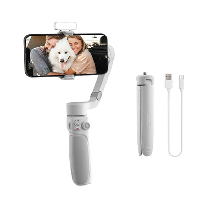 [CLEARANCE] Zhiyun Smooth Q4 Combo Smartphone 3-Axis Handheld Gimbal Stabilizer with Built-In 215mm Extendable Rod, Multifunctional Control Wheel, Tripod, Double-Sided LED Fill Light, Color Filters, Landscape & Portrait Mode for iPhone & Android Phone