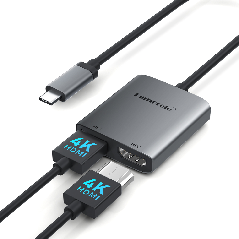 LEMORELE TC21 USB Type-C To Dual HDMI 2.0 Adapter with Screen Mirror and Extend Mode