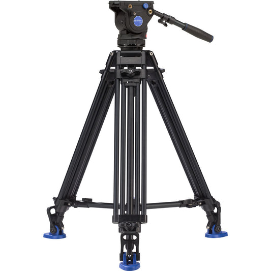 Benro BV6 Pro Aluminum Video Tripod Kit with 6kg Load Capacity, 2-Stage, 3-Section Tripod Legs with 75mm Levelling Ball, Removable Mid-Level Spreader and Up to 90 Degree Tilt Range for Camera Support System