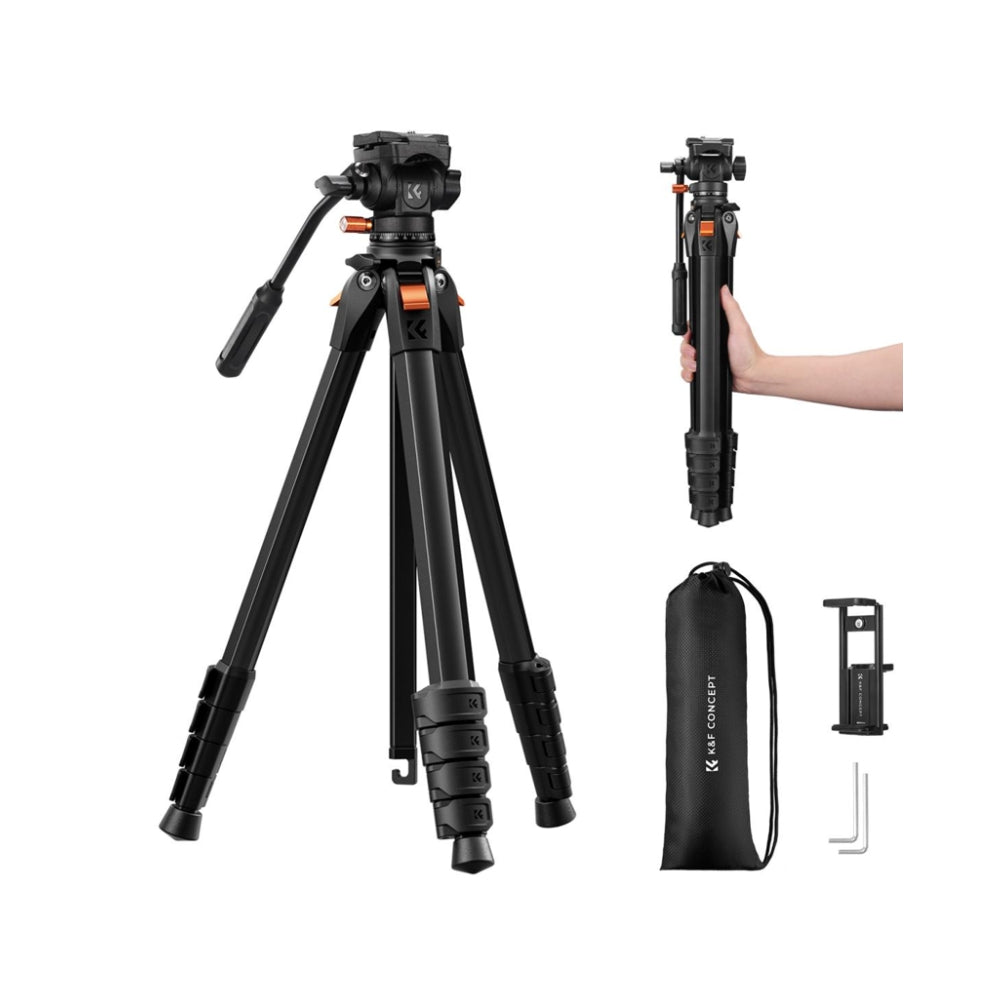 K&F Concept 185cm /160cm Aluminum Travel Tripod with 360 degrees Ball Head / Fluid Head