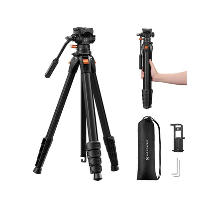 K&F Concept 185cm /160cm Aluminum Travel Tripod with 360 degrees Ball Head / Fluid Head