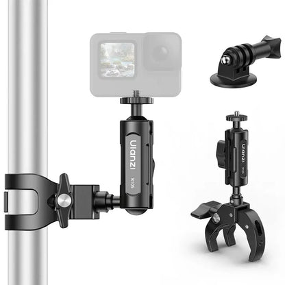 Ulanzi R105 Bicycle Rail Mount Y-Shaped Super Clamp with 360 Degree Dual Ball Head, 1/4" Screw & Action Camera Adapter for GoPro, Insta360, DSLR, Bike Handlebar | C057