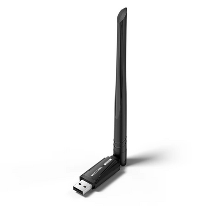 Vention AX300 High Speed 2.4Ghz USB 2.0 Type-A Wi-Fi 6 Single Band Adapter with 5dBi High-Gain Adjustable Antenna for PC, Desktop, Computer, Laptop, Tablet and Smartphone - Black