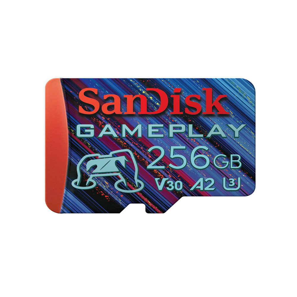 SanDisk GamePlay 128GB / 256GB microSDXC UHS-I V30 U3 A2 Memory Card with 190MB/s Read Speed, 4K UHD In-Game Recording, and AAA/3D/VR Graphics Support for Smartphone and Handheld Gaming Consoles