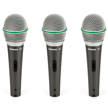 Samson Q6CL 3-Pack Professiol Supercardioid Dymic Microphone Bundle Set Kit with Mic Clip & 18' XLR Cable for Vocal and Instrument Recording, Studio, Live Performance, Karaoke, with 80Hz to 15kHz Frequency Response
