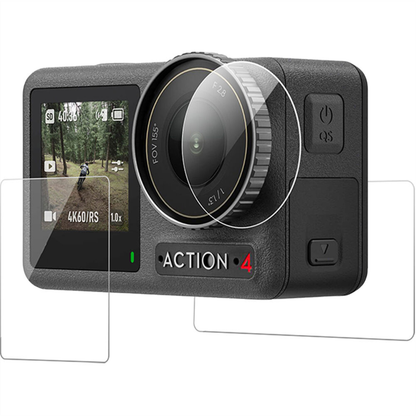 TELESIN HD Protective Film Kit for DJI OSMO Action 4 / 3 Lens Front Rear Screen Tempered Protection