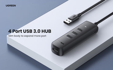 [CLEARANCE] UGREEN 4 Port USB 3.0 Splitter Hub 5V with 5Gbps Transmission Rate for Hard Drive, Flash Drive, Mouse, Keyboard, Webcam, Card Reader, Printer to PC, Desktop Computer, Laptop, PS5/PS4 | 80657