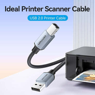 Vention USB 2.0 Male to B Male Printer Cable Gray Aluminum Alloy With All-in-One Devices, Printers, Scanners, Fax (CTT)