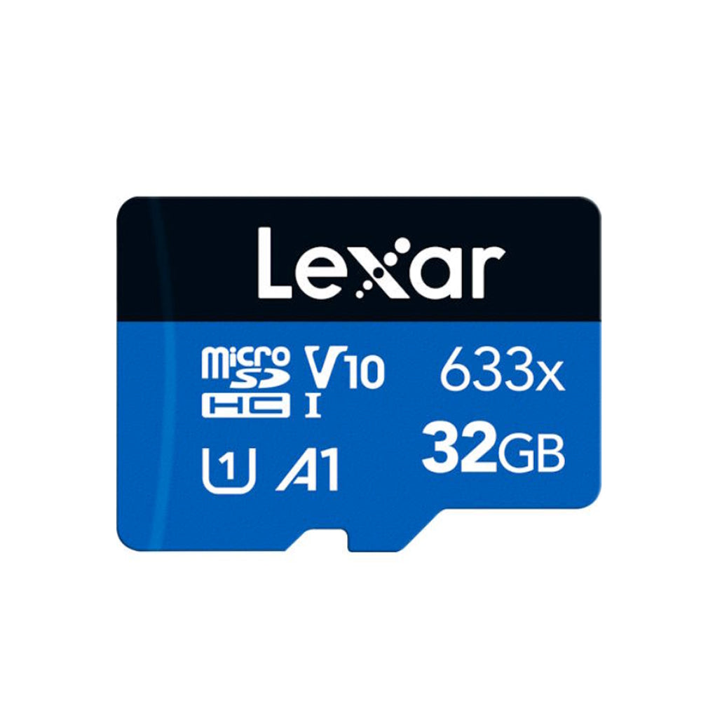 Lexar Professional 32GB High Performance 633x Blue Series MicroSDHC UHS-I U1 A1 V10 Class 10 MicroSD Card with Full HD and 3D Video Support, 100MB/s Read, 10MB/s Write Speeds for Photography and Videography