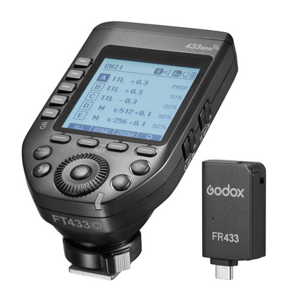 Godox FT433 Canon / Nikon / Sony TTL Wireless Flash Trigger with 32 Channel / 16 Groups, 433MHz Frequency, USB Type-C Receiver, Hot Shoe Mount, HSS 1/8000 Sec, LCD Screen TCM Function, Max 100m Range for Studio Lighting and Photography