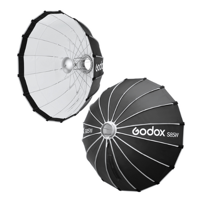 Godox S65W / 85W / 105W / 120W KIT Foldable Quick Release Umbrella Softbox Bowens Mount 65cm/85cm/105cm/120cm with Collapsible, Removable Front / Inner Diffuser, Honeycomb Grid, Beauty Dish Plate for Photography Studio Lighting Equipments